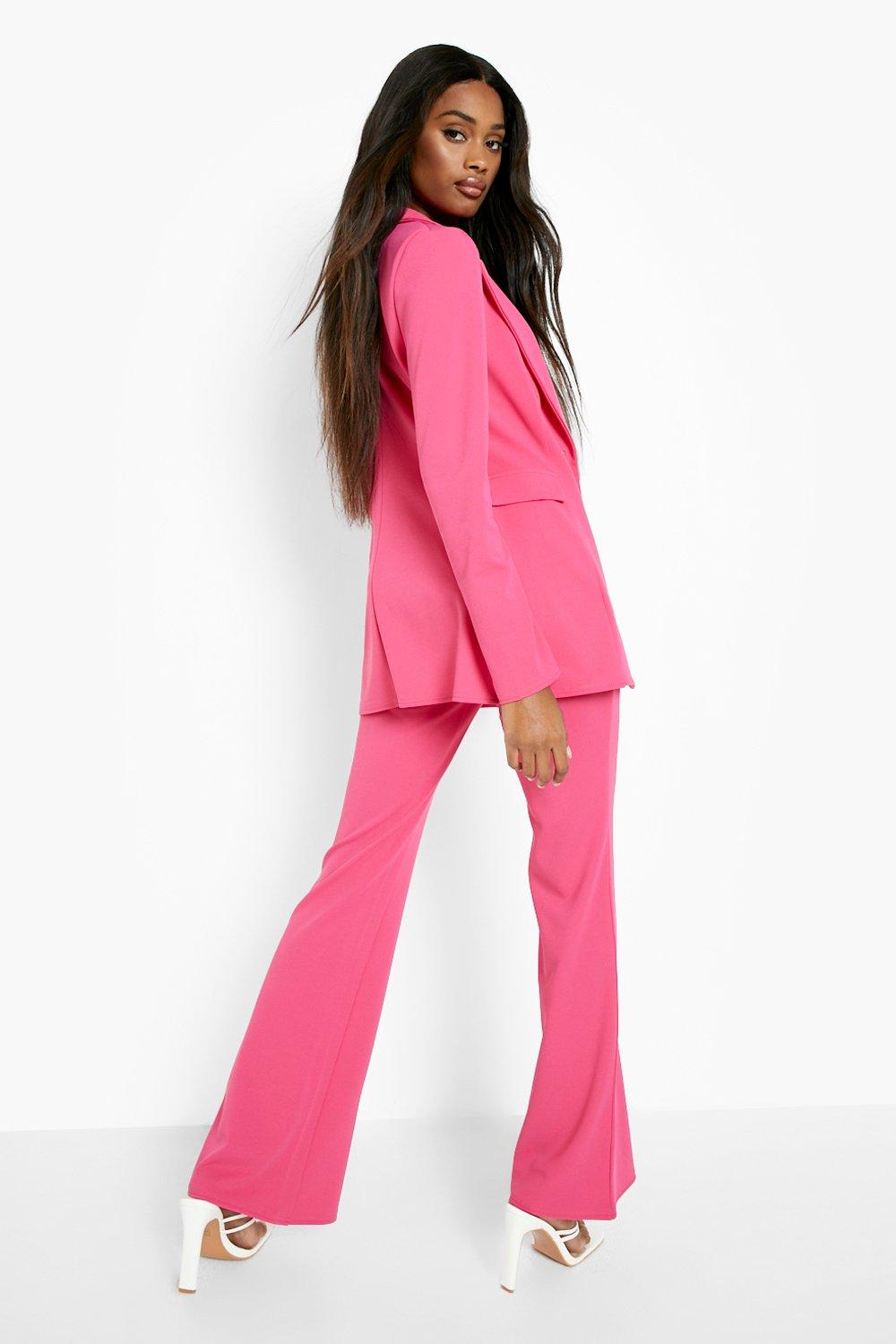 pink flared suit